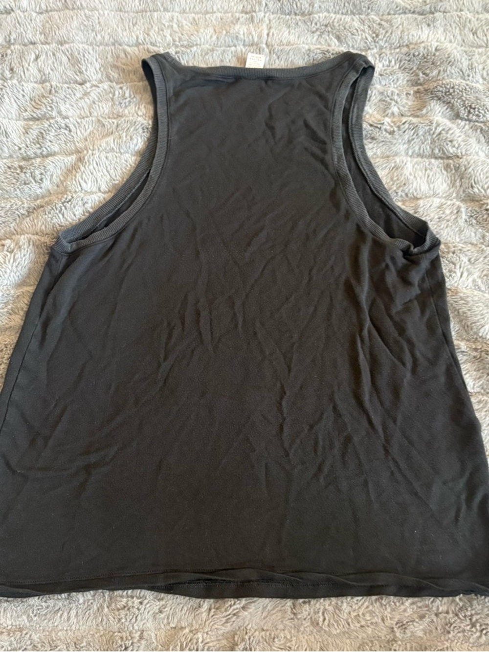 Black Women's Ribbed Tank Top with Gold Logo - Picture 4 of 7